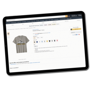 An image of a custom yacht shirts private Amazon page for custom yacht gear on a ipad.