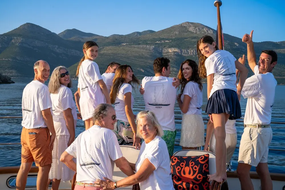 Great Shirts! An image of custom yacht shirts customers with their custom boat apparel!