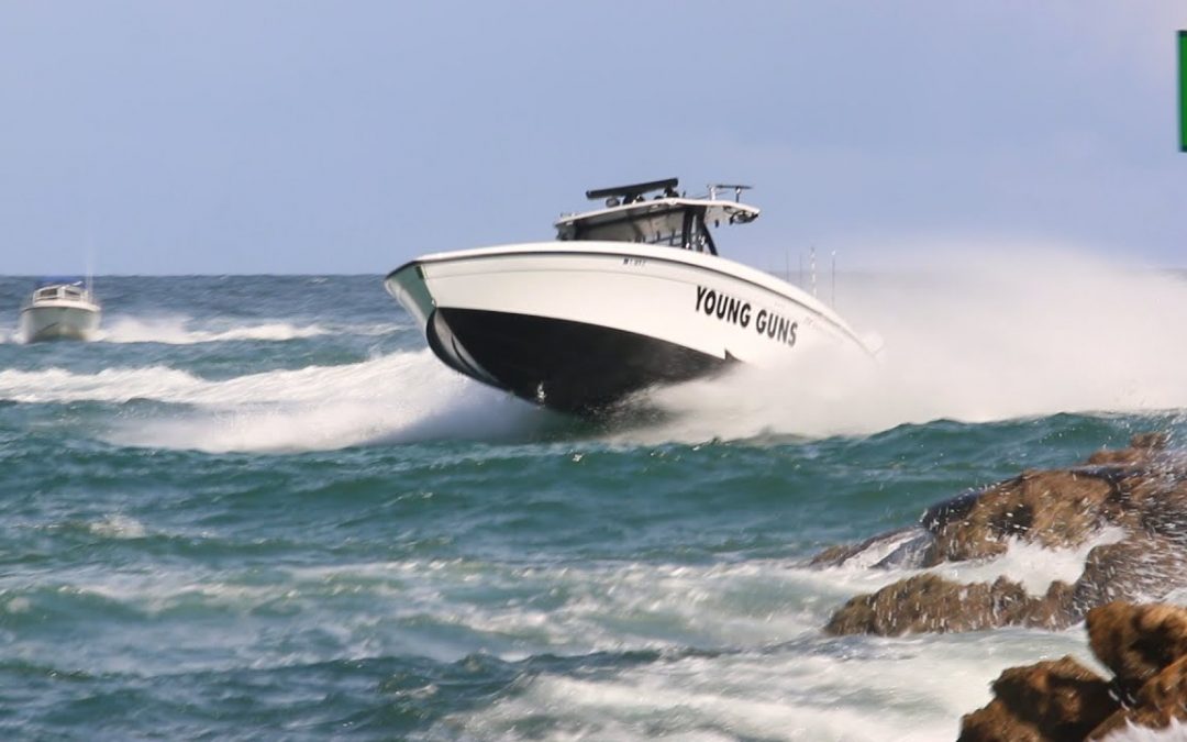 South Florida Boats against Inlet Waves