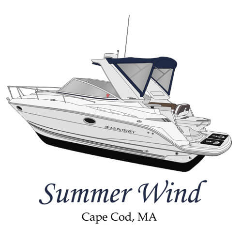 An image of the boat line art drawing of the boat Summer Wind