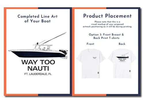 An image of a proof of your completed boat line artwork