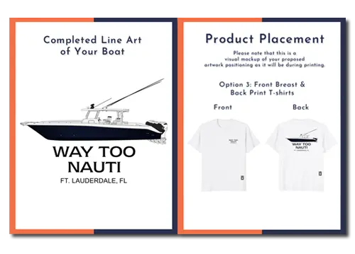 Custom Boat Art, Vector Line Yacht Art