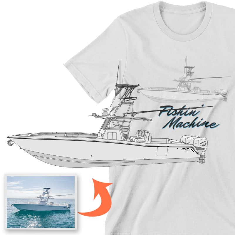 Custom Boat Line Drawing Short Sleeve Tee Shirt – Marley in the Middle