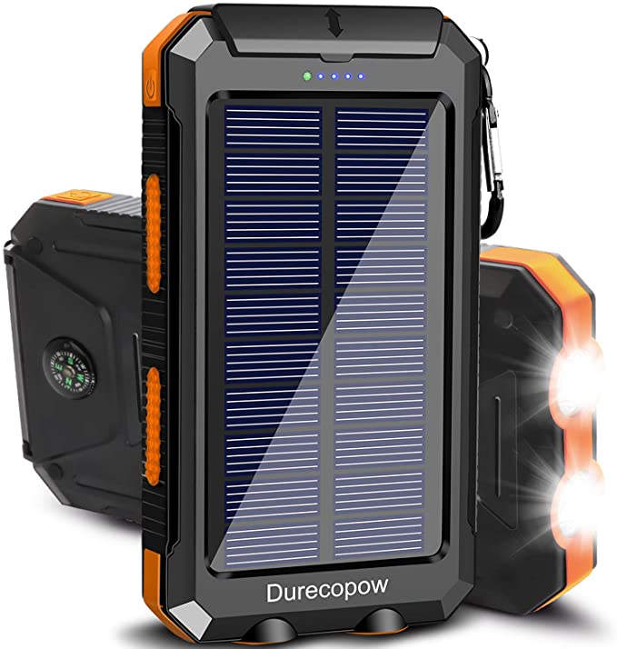 Durecopow Portable Solar Power Bank with LED Lights, a perfect gift for fisherman.