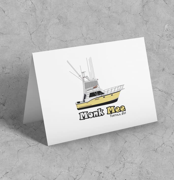 An image of a custom boat greeting card from custom yacht shirts!