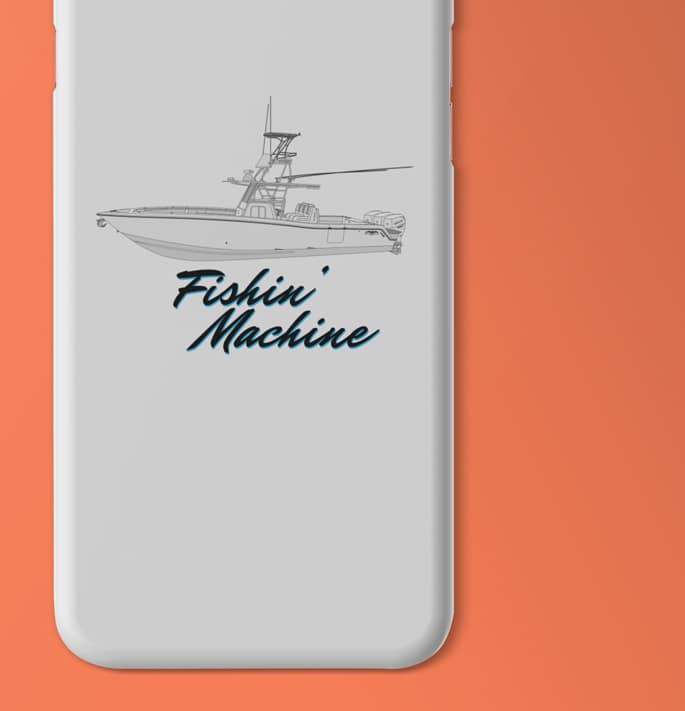 An image of a custom boat iPhone case from Custom Yacht Shirts
