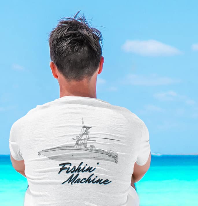 An image of a custom premium fit boat shirt.