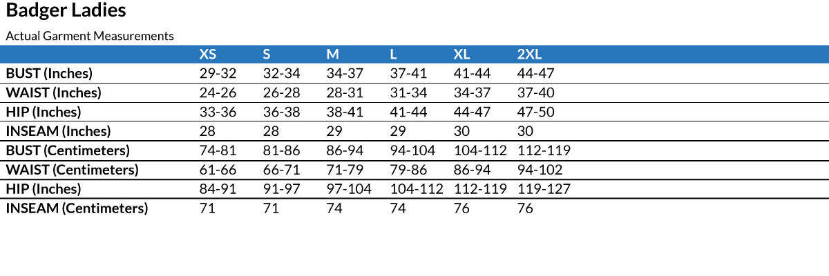 Womens Performance Sizing Guide Womens Performance Short Sleeve Shirt sizing guide