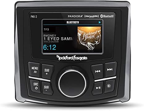 An image of the rockford fosgate pmx-3 marine stereo system. 