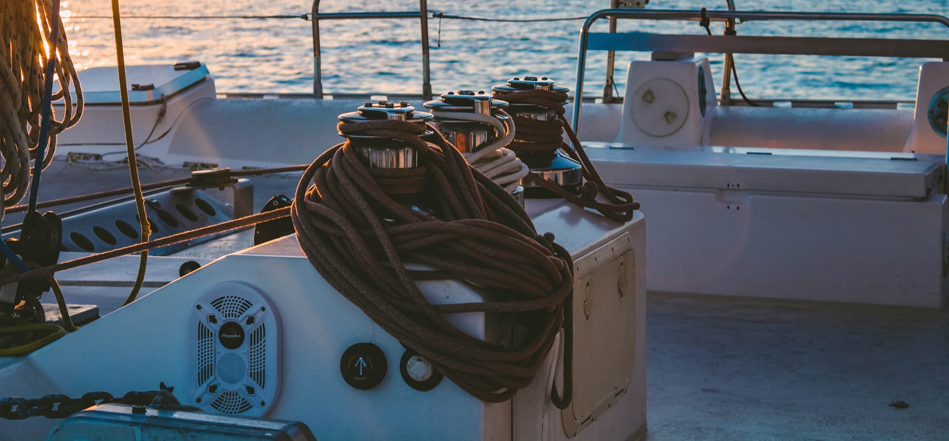 An image of boat speakers on a sailboat.