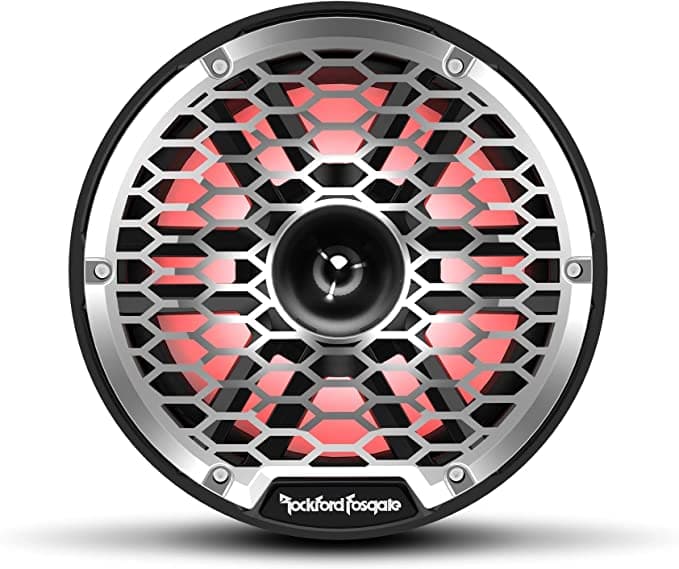An image of the Rockford Fosgate M2-8HB Premium Marine Speakers with stainless steel insert
