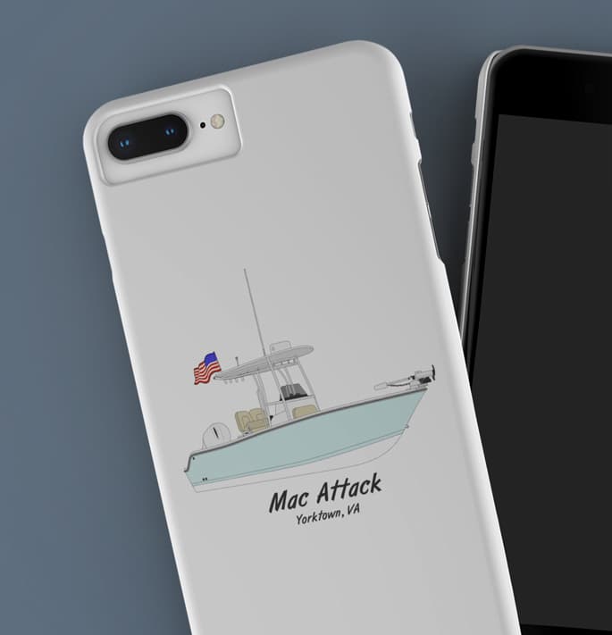 An image of a custom boat iPhone cases on phones.