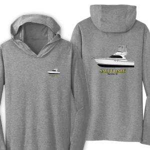 The District Clothing Triblend Tshirt Hoodie with custom boat art from custom yacht shirts.