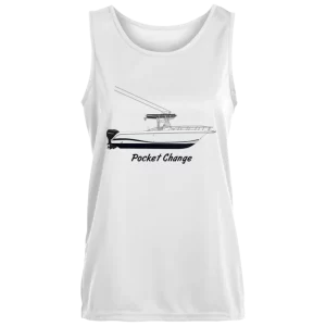 The Augusta ladies 1705 performance tank top with frontprint cusotm boat art.