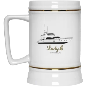 The Custom Boat Beer Stein available with your custom design from custom yacht shirts.