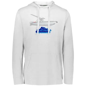 The Holloway 222577 Eco Triblend Hoodie with custom boat art in white with frontprint boat art