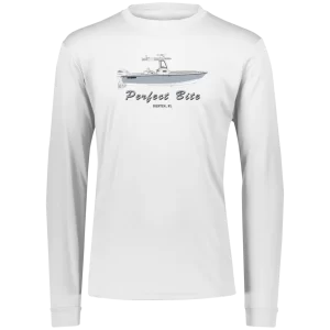 The Augusta Youth Performance Tee with frontprint custom boat artwork.