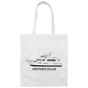 Custom Boat Canvas Tote Bags from Custom Yacht Shirts in white.