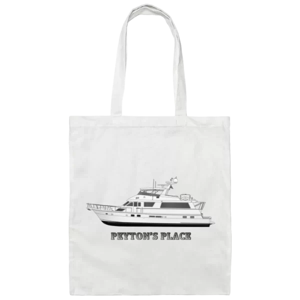 Custom Boat Canvas Tote Bags from Custom Yacht Shirts in white.