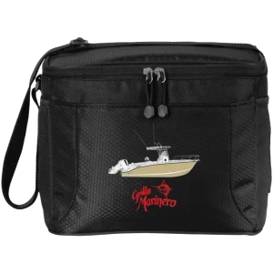 The Port Authority 12-pack cooler with custom boat art available on custom yacht shirts in black.