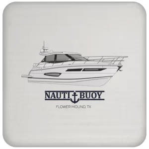 Custom boat coasters for your boat drinks from Custom Yacht Shirts in white
