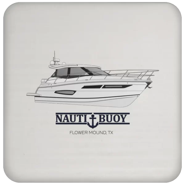 Custom boat coasters for your boat drinks from Custom Yacht Shirts in white