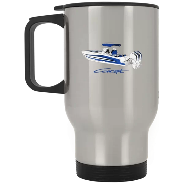 The stainless travel mug with custom boat artwork from Custom yacht shirts.