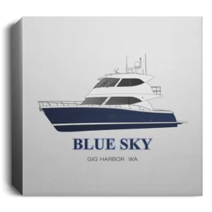 Square Canvas Custom Boat Artwork with a white background from Custom Yacht Shirts