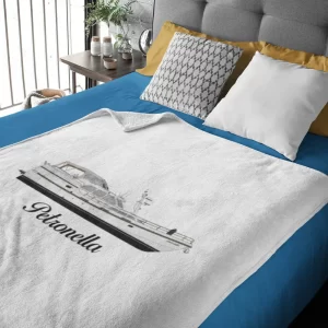 Premium Sherpa Blanket with custom boat art from custom yacht shirts.