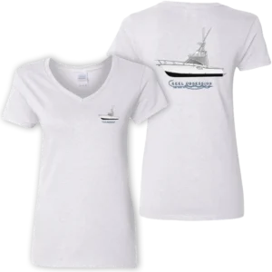 Ladies Cotton Custom Boat V-Neck Shirts from Custom Yacht Shirts