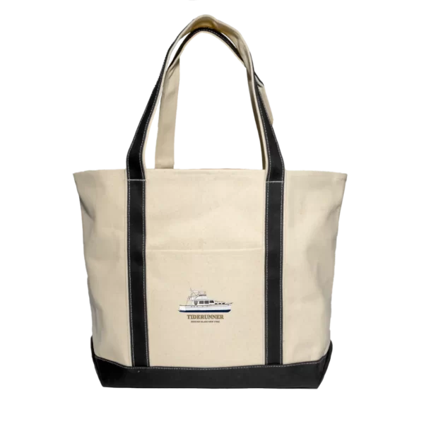 The Liberty Bags XL Canvas Boat Tote in Natural and Black