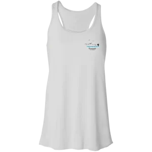 The Bella + Canvas FLowy Racerback Tank for Ladies in White